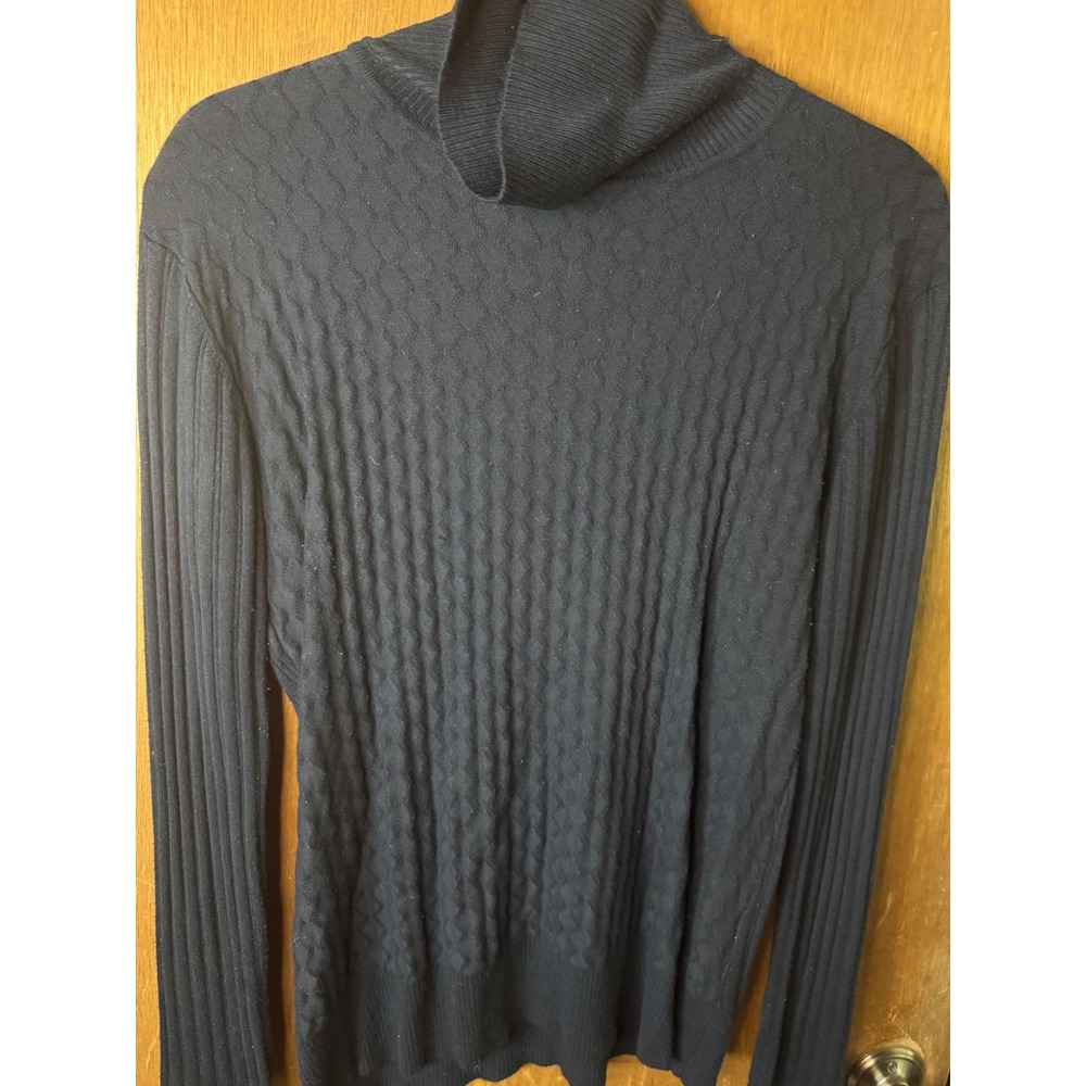 Anna Rose Womens Black Cable Knit Turtleneck Sweater Long Sleeve Rayon Blend L